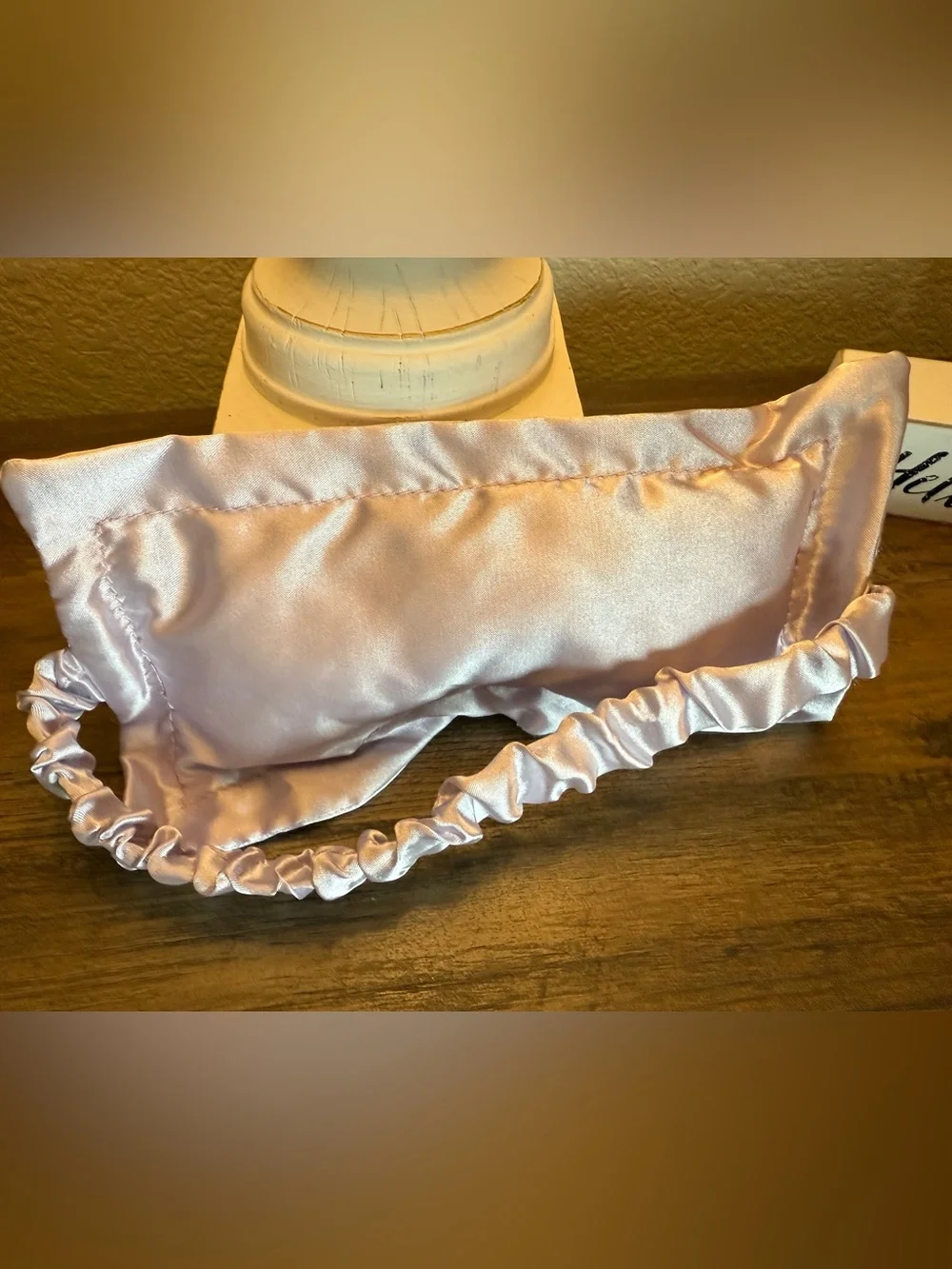 Kate Spade blush pink satin pouch with matching sleep mask